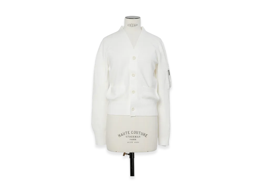 sacai Nylon Twill x Cotton Knit Cardigan "Off White"