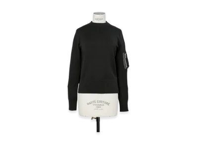 sacai Nylon Twill x Cotton Knit Pullover "Black"