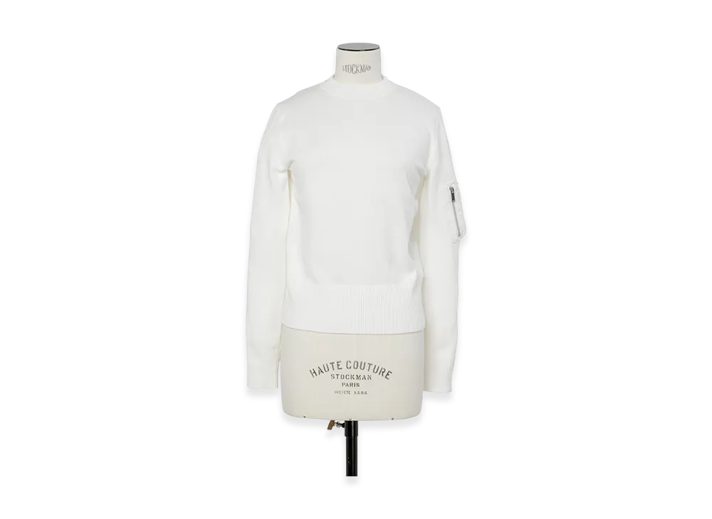 sacai Nylon Twill x Cotton Knit Pullover "Off White"