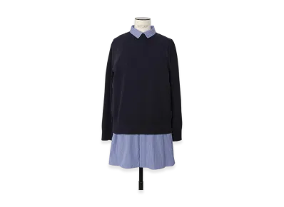 sacai Poplin x Cotton Knit Dress "Navy/Blue Stripe"