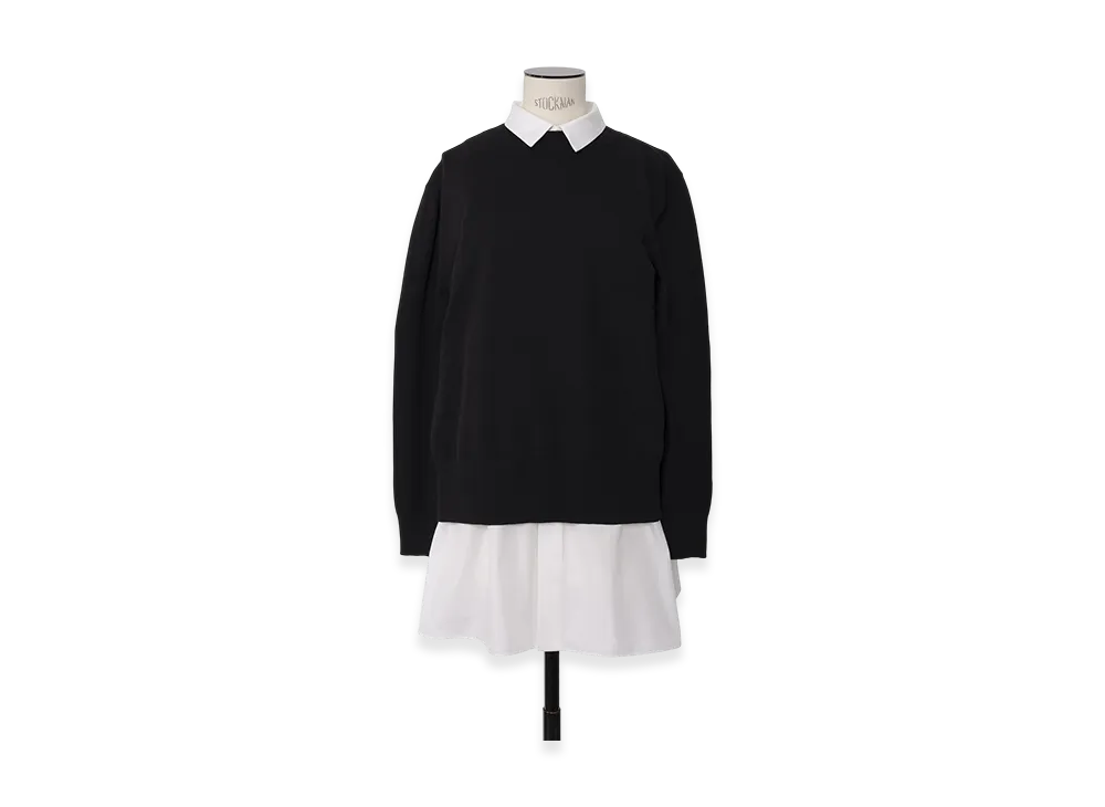 sacai Poplin x Cotton Knit Dress "Black/Off White"