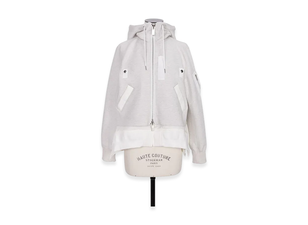 sacai Sponge Sweat x Nylon Twill Hoodie "Ecru/Off White"