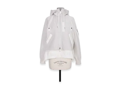sacai Sponge Sweat x Nylon Twill Hoodie "Ecru/Off White"