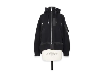 sacai Sponge Sweat x Nylon Twill Hoodie "Black/Black"