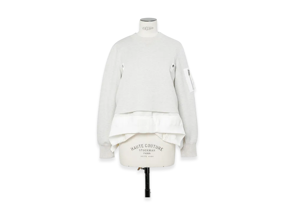sacai Sponge Sweat x Nylon Twill Pullover "Ecru/Off White"