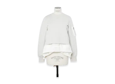 sacai Sponge Sweat x Nylon Twill Pullover "Ecru/Off White"