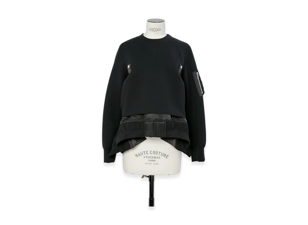 sacai Sponge Sweat x Nylon Twill Pullover "Black/Black"