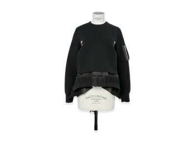 sacai Sponge Sweat x Nylon Twill Pullover "Black/Black"