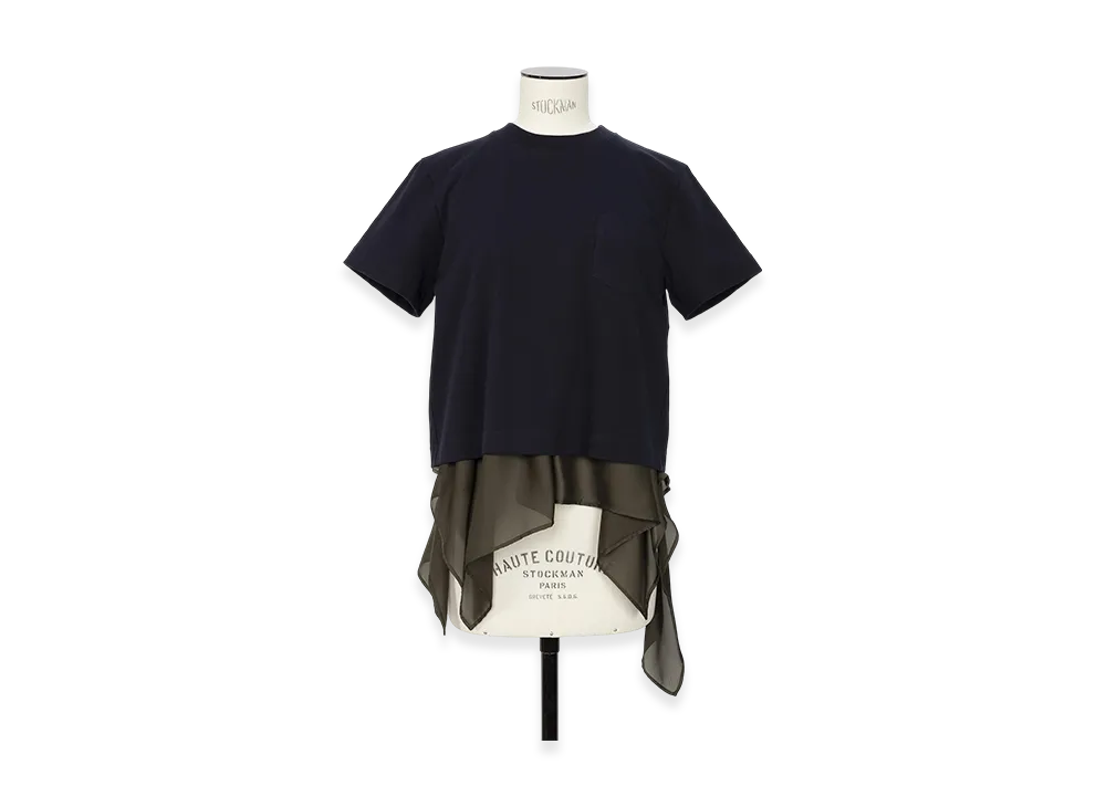 sacai Satin x Cotton Jersey T-Shirt "Navy/Khaki"