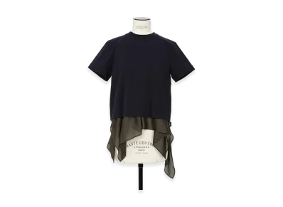 sacai Satin x Cotton Jersey T-Shirt "Navy/Khaki"