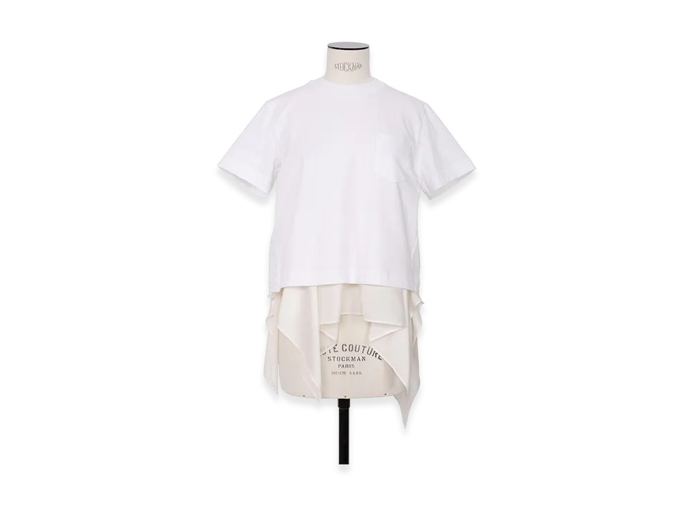 sacai Satin x Cotton Jersey T-Shirt "Off White"