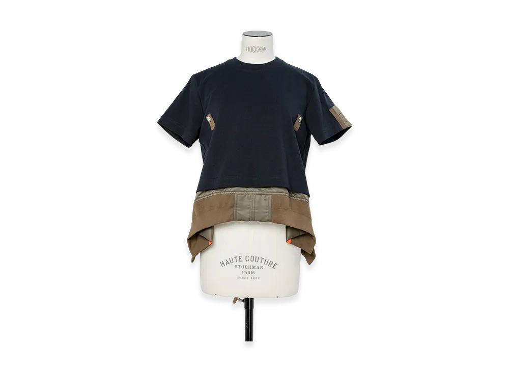 sacai Cotton Jersey x Nylon Twill T-Shirt "Navy/Dark Khaki"