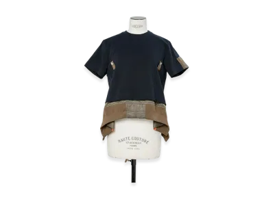 sacai Cotton Jersey x Nylon Twill T-Shirt "Navy/Dark Khaki"