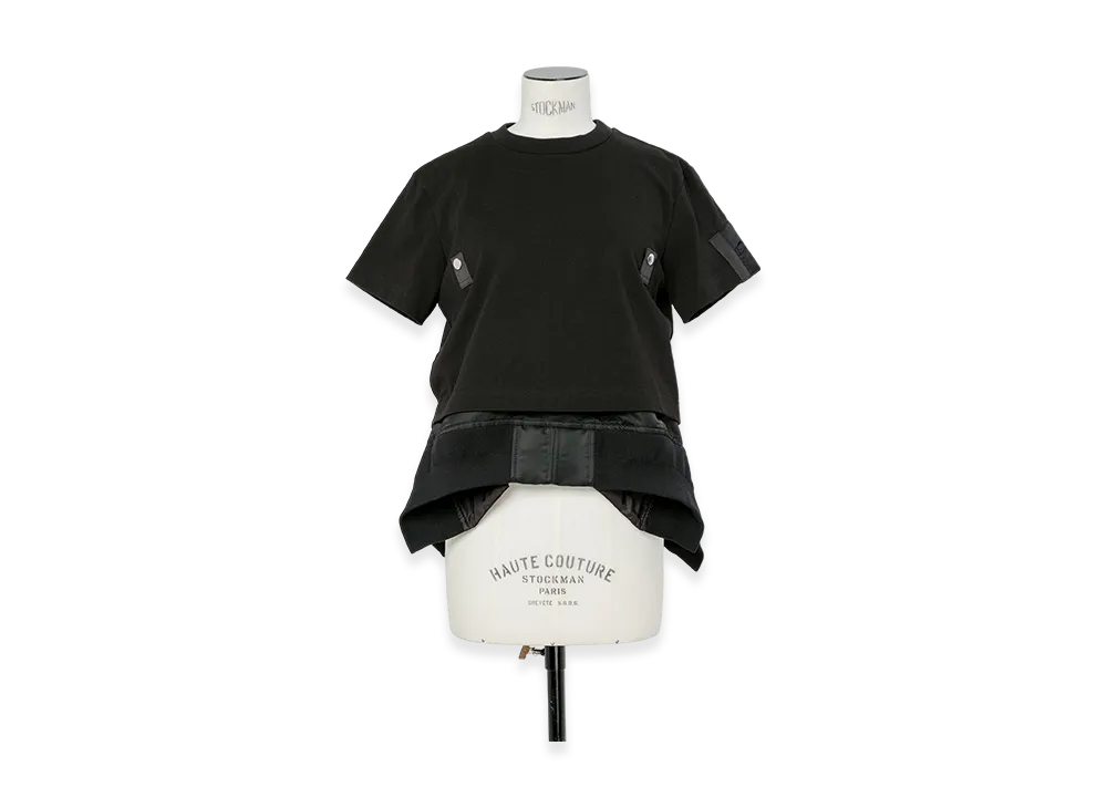 sacai Cotton Jersey x Nylon Twill T-Shirt "Black/Black"