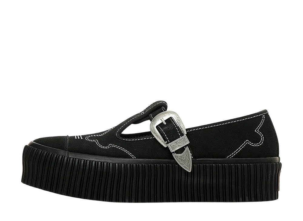 コンバース オールスター リフテッド リブテープ Tストラップ WT OX "ブラック"