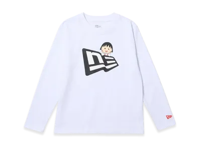 NEW ERA x Chibi Maruko Chan Kids' Youth Long Sleeve Cotton T-Shirt Flag Logo Maruko "White"