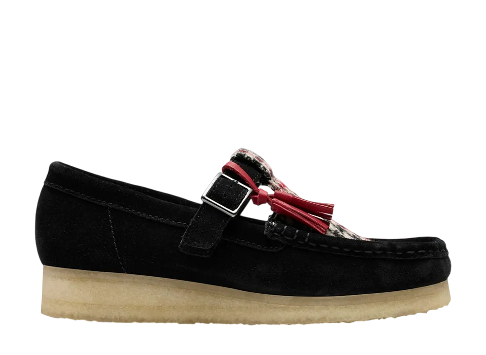 Harris Tweed × Clarks Women's Wallabee T Bar "Black Tweed Combi"
