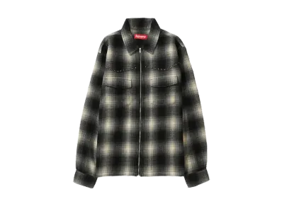 Supreme Studded Shadow Plaid Zip Up Shirt "Black"