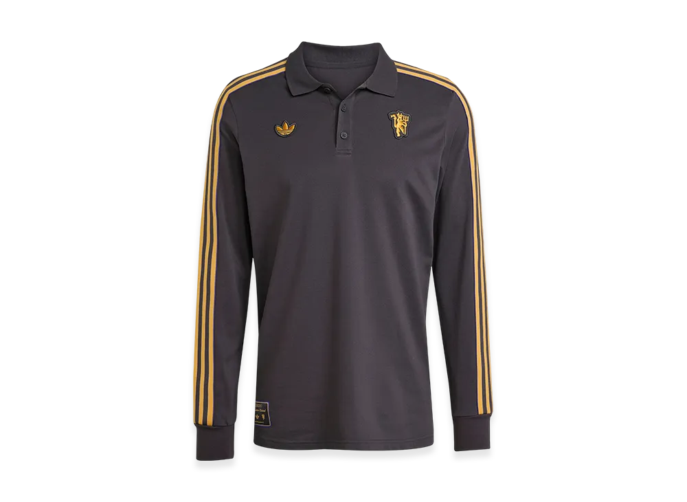 adidas Manchester United Terrace Icons Long Sleeve Polo Shirt "Utility Black"