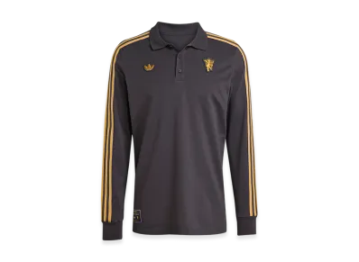 adidas Manchester United Terrace Icons Long Sleeve Polo Shirt "Utility Black"