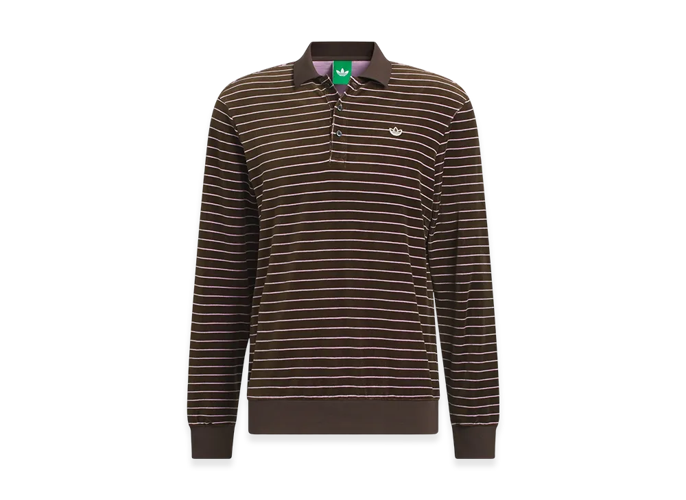 adidas Originals Golf Originals Velour Long Sleeve Polo Shirt "Dark Brown/Bliss Lilac"