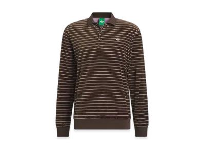 adidas Originals Golf Originals Velour Long Sleeve Polo Shirt "Dark Brown/Bliss Lilac"