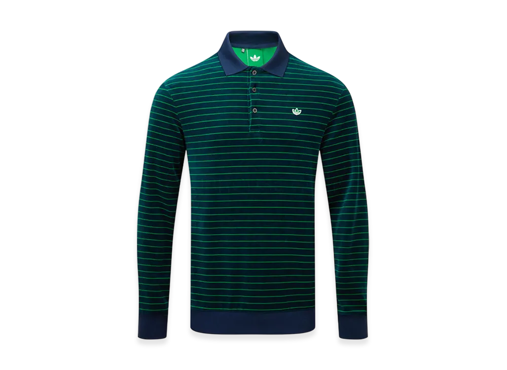 adidas Originals Golf Originals Velour Long Sleeve Polo Shirt "Night Indigo/Green"
