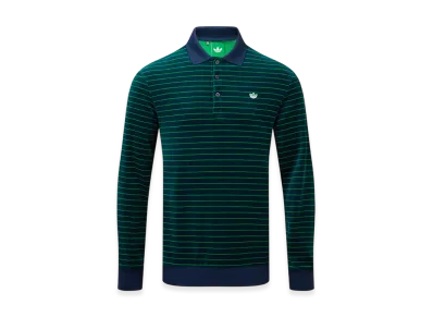 adidas Originals Golf Originals Velour Long Sleeve Polo Shirt "Night Indigo/Green"