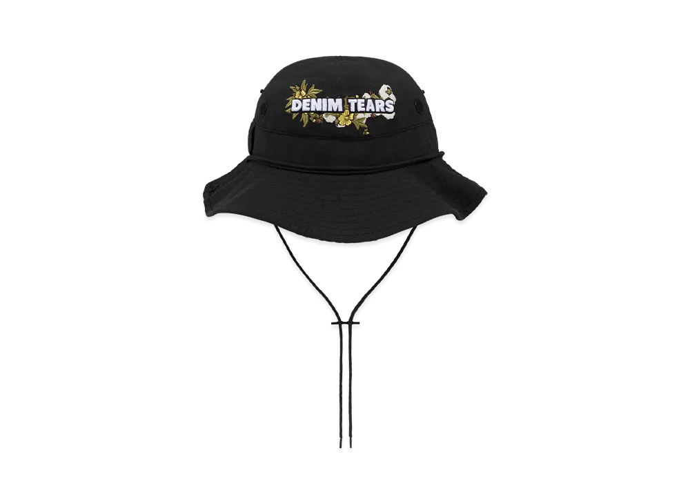 DENIM TEARS Cotton Floral Logo Bucket Hat "Black"