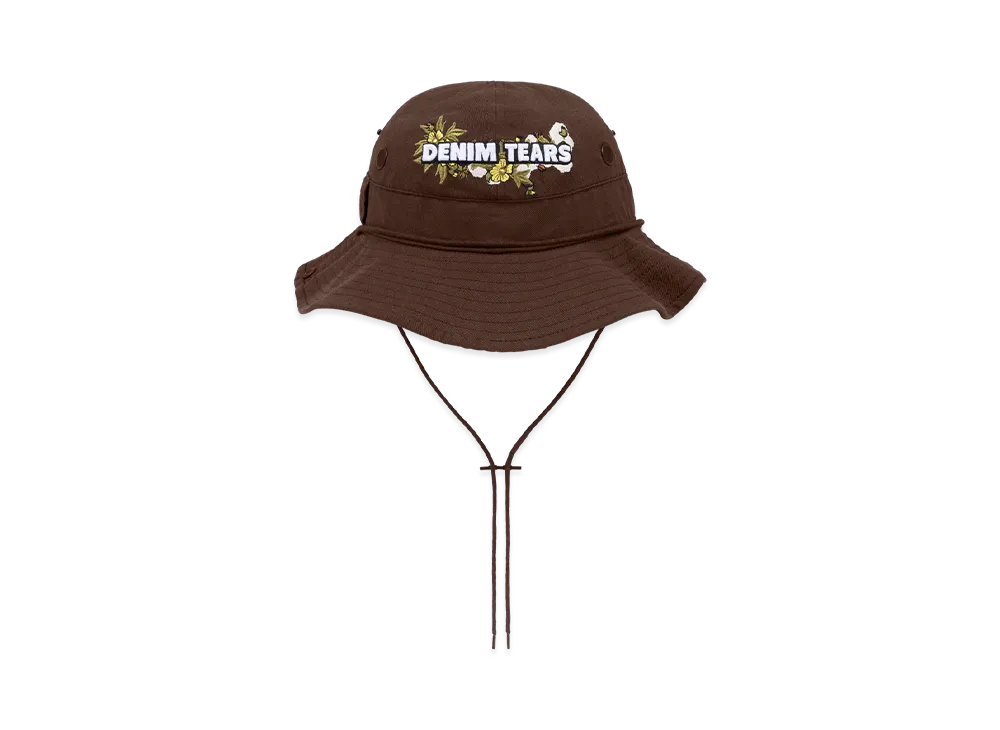 DENIM TEARS Cotton Floral Logo Bucket Hat "Brown"