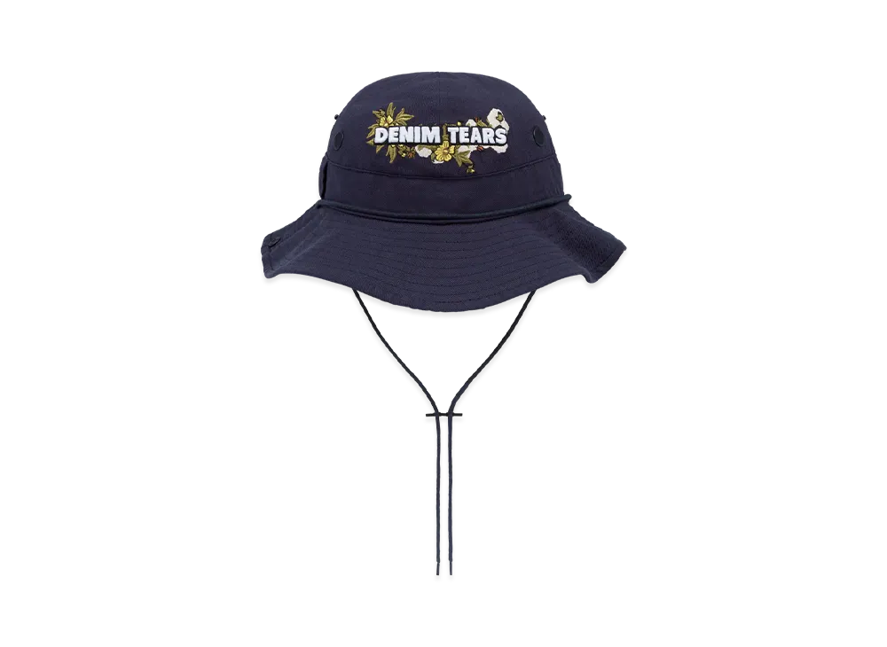 DENIM TEARS Cotton Floral Logo Bucket Hat "Navy"