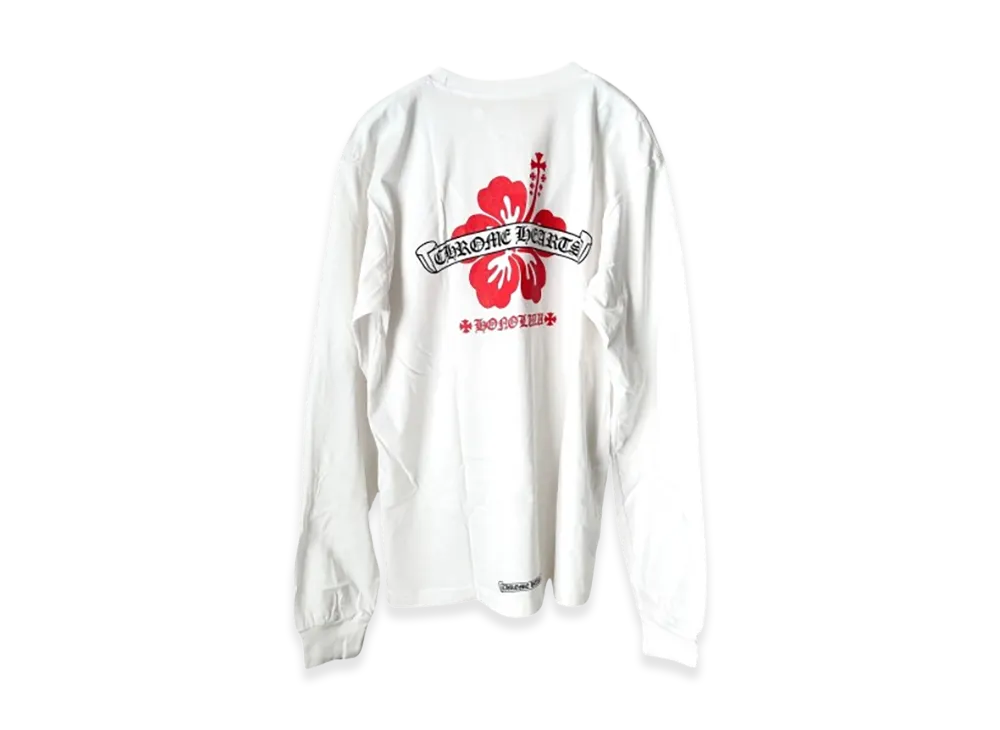Chrome Hearts Honolulu Limited Edition Scroll Hibiscus L/S T-Shirt "White"