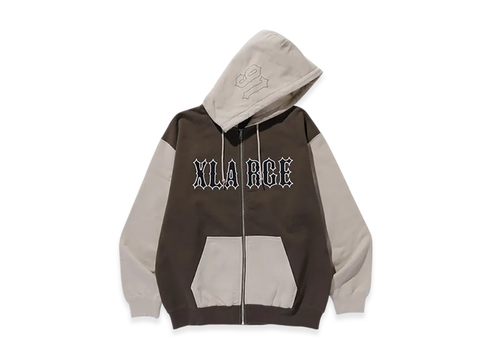 XLARGE Color Block Zip Hooded Sweatshirt "Beige"