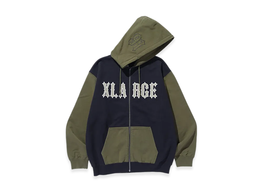 XLARGE Color Block Zip Hooded Sweatshirt "Olive"