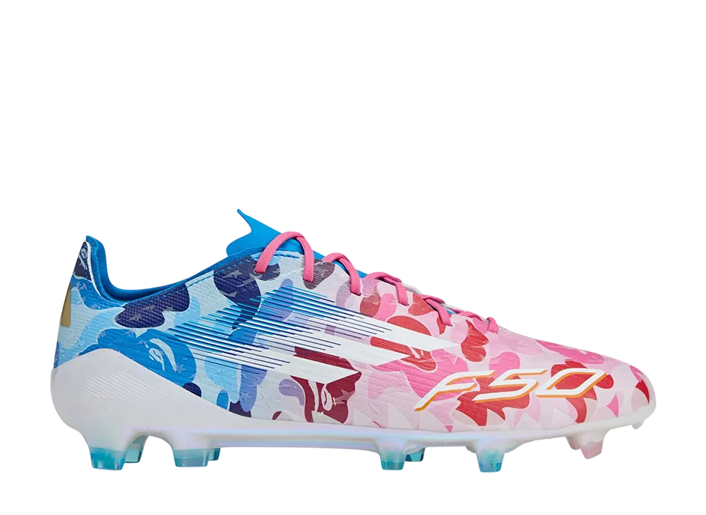 A BATHING APE × adidas F50 Elite FG "Clear Pink/Cloud White/Icey Blue"