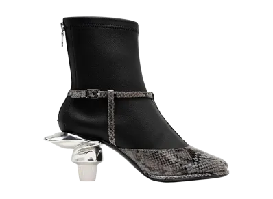 Maison MIHARA YASUHIRO Women's Toothpaste Heel Python Printed Strap Boots "Gray"