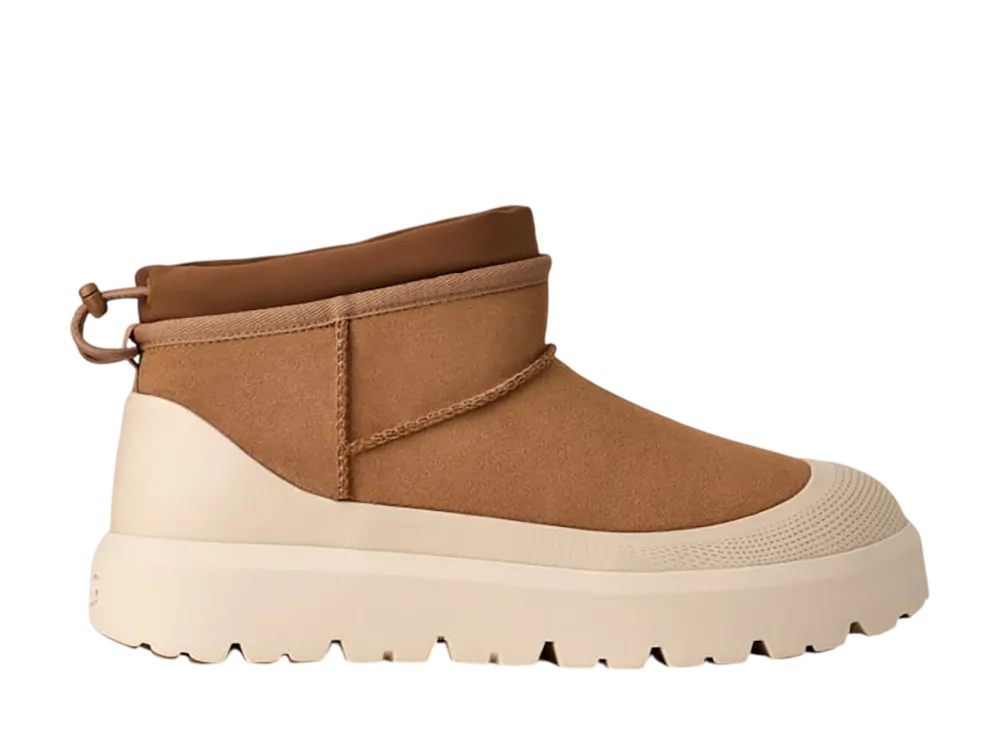 アグ クラシック ウルトラ ミニ ウェザー ハイブリッド "チェスナット/ホワイトキャップ"