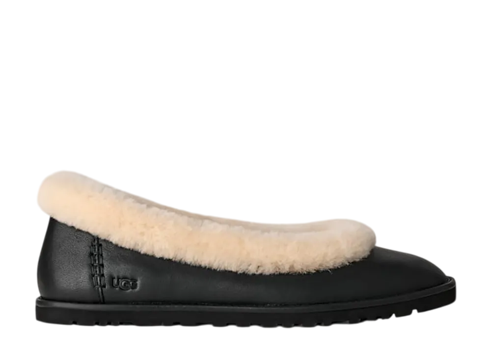 UGG Women's Zora Leather Ballet Flat "Black"