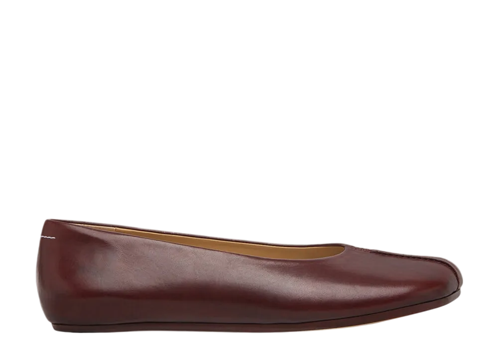 MM6 メゾンマルジェラ ウィメンズ ステッチアウトレザーバレリーナ "ブラウン"