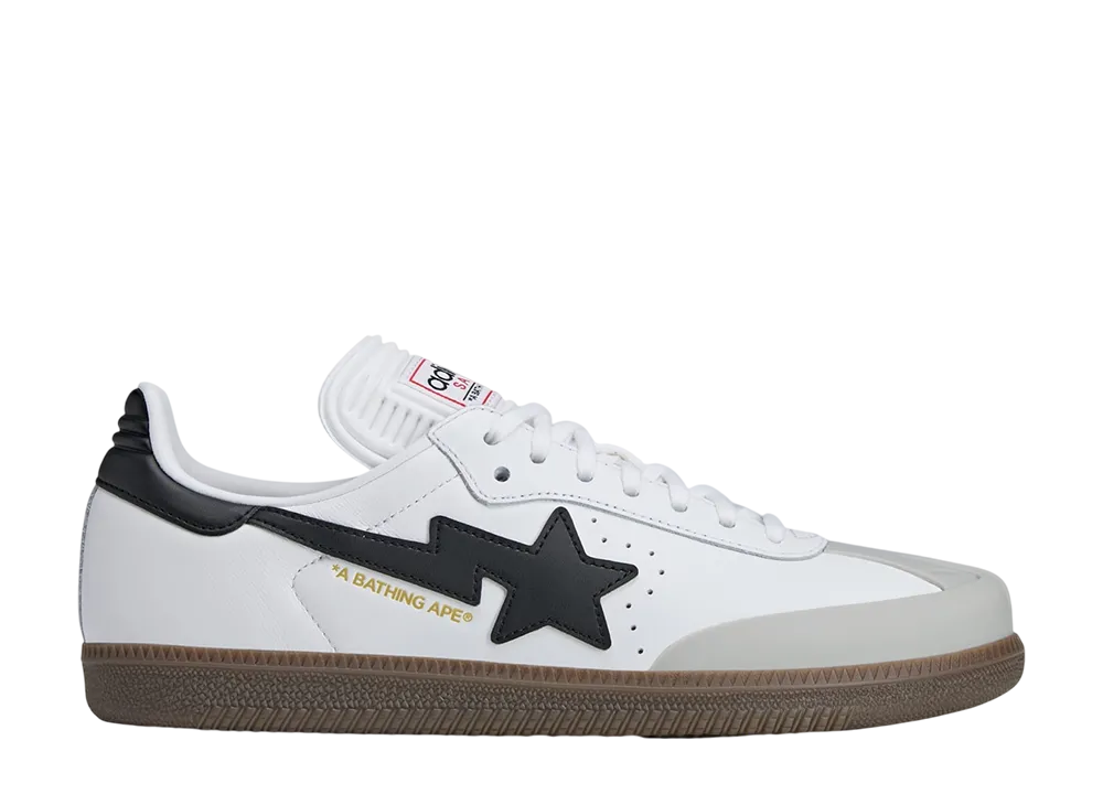 A BATHING APE × adidas Samba "Cloud White/Core Black/Gum"