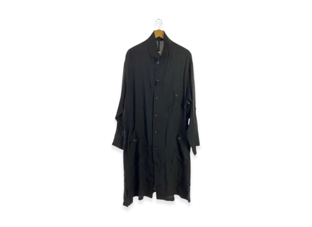 Yohji Yamamoto POUR HOMME Tencel Poplin Shirt-Style Coat "Black"