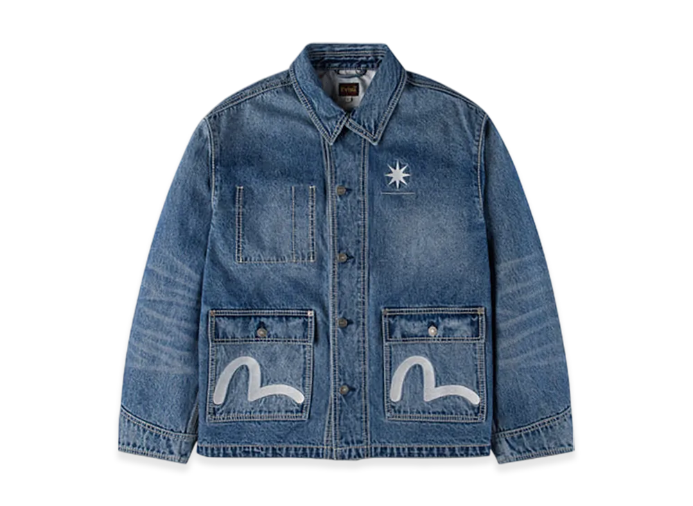 GDC x EVISU Washed Chore Jacket "Blue"