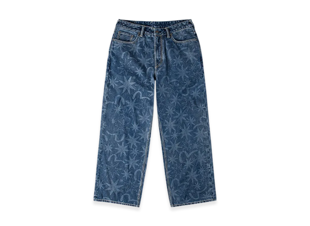 GDC x EVISU Washed 5P AOP Relax Fit Jeans "Blue"