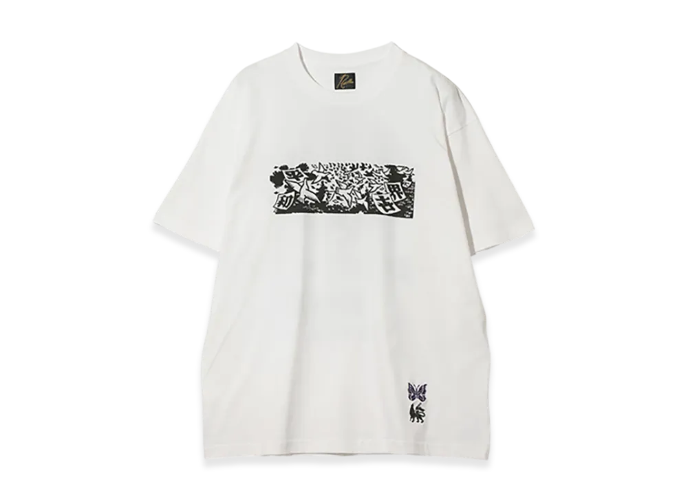NEEDLES x Sasquatchfabrix. Slowgun Tee "Peace To World" "White"