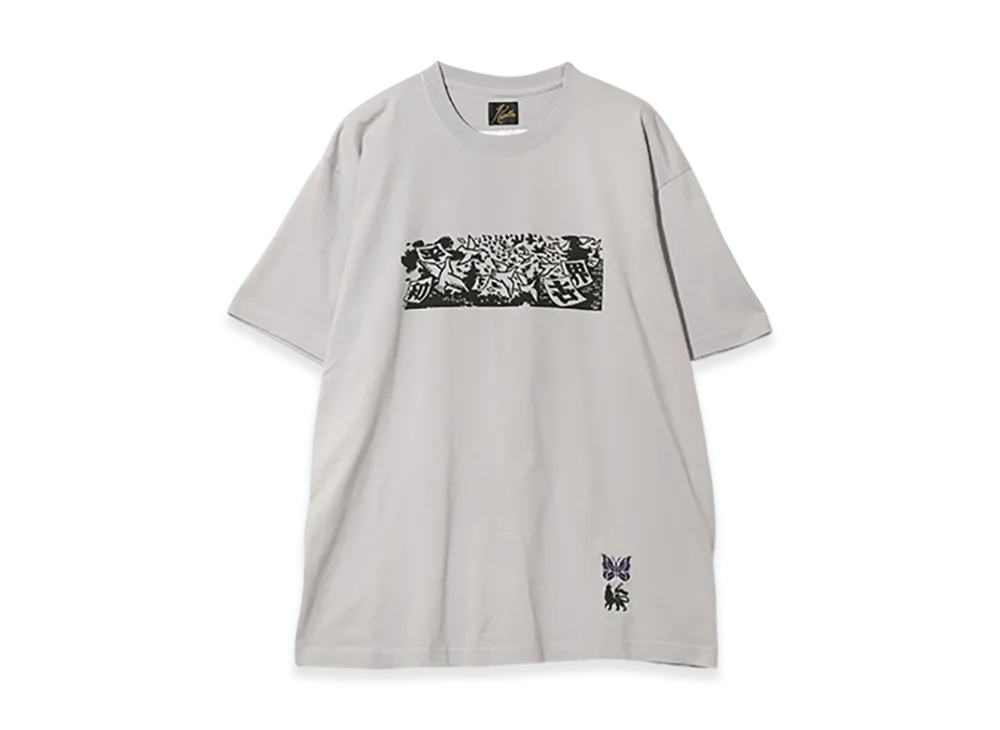 NEEDLES x Sasquatchfabrix. Slowgun Tee "Peace To World" "Gray"