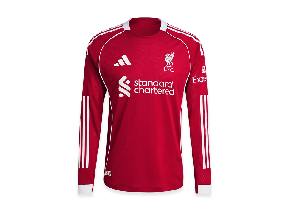 adidas Liverpool FC 25/26 Long-Sleeve Home Authentic Jersey "Strawberry Red"
