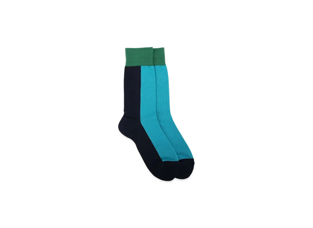 Yohji Yamamoto Tricoller Block Cotton Acrylic Socks "Navy"