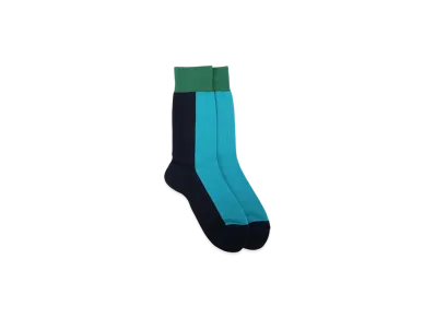 Yohji Yamamoto Tricoller Block Cotton Acrylic Socks "Navy"