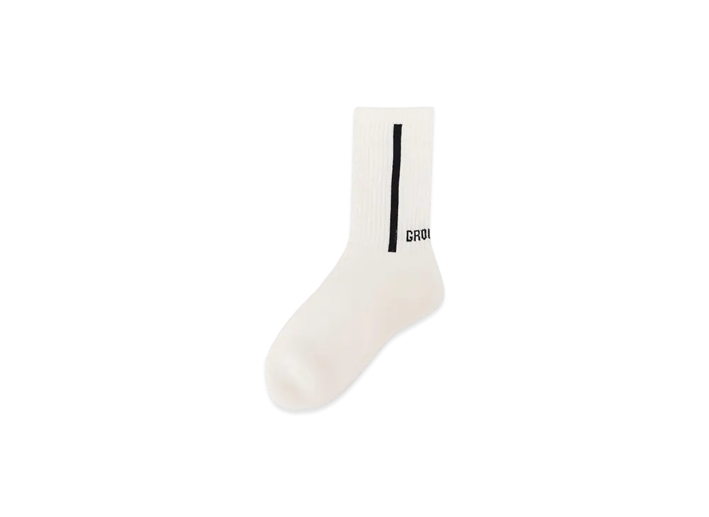 Yohji Yamamoto Logo Rib Cotton Acrylic Socks "White"