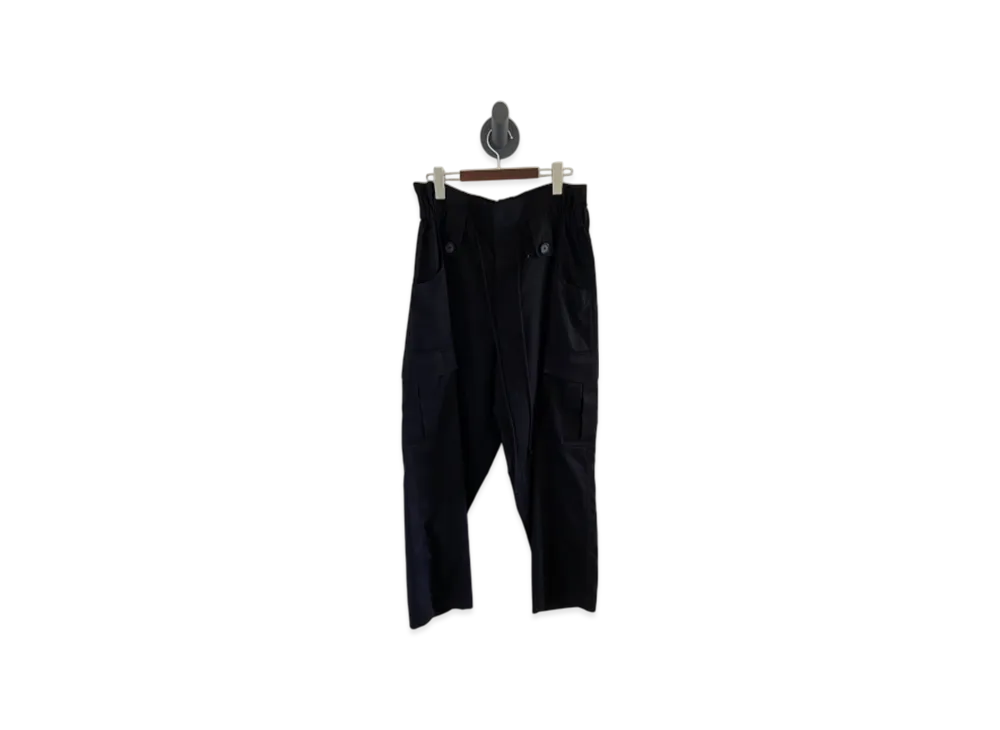 Yohji Yamamoto Cotton Katsuragi High Waist Cargo Pants "Black"